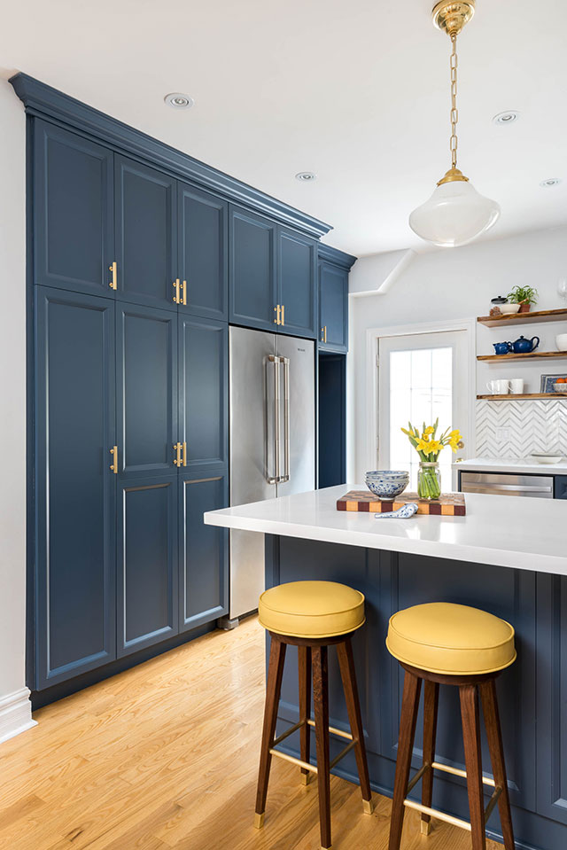 Navy and yellow kitchen